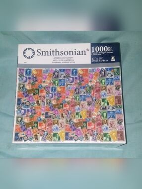 Smithsonian  American Postal Stamps 1000 Piece Jigsaw Puzzle Sealed 27" × 20"